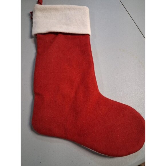 Falling Snow Christmas Stocking Red & White Felt Handmade 18" Long The Longaberg - Picture 3 of 6